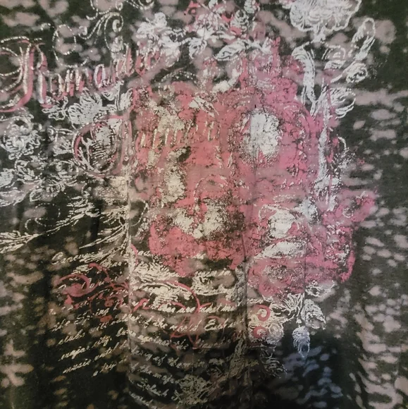 {BOGO FREE} Venezia Black and Purple Graphic 3/4 Sleeve Tee Size 18 - Picture 2 of 7